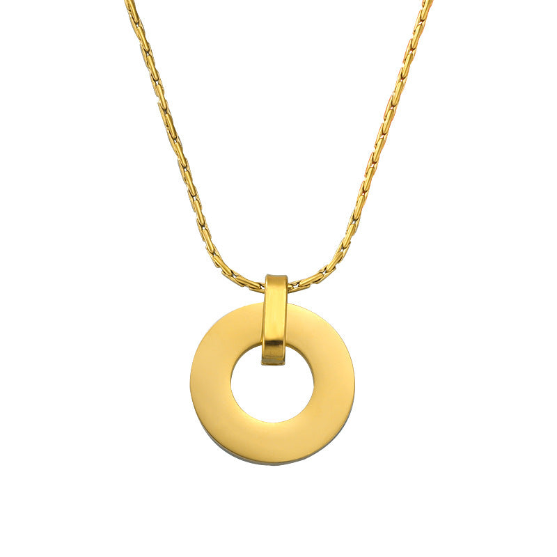 Wholesale Minimalist Geometric Circular Hollow Pendants Stainless Steel Necklace